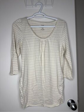 George Maternity Cream Striped Scoop Neck Women's Top Medium